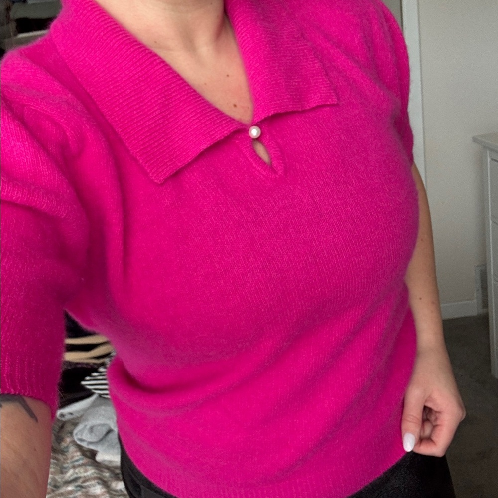 Vintage Pink Short Sleeve Sweater